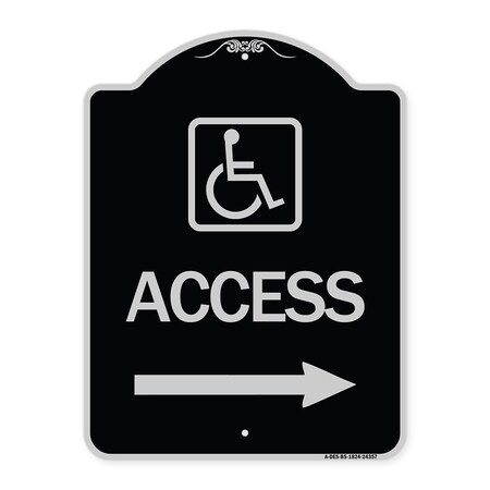Signmission Access W/ Updated Isaand Right Arrow Heavy-Gauge Aluminum Architectural Sign, 24" H, BS-1824-24357 A-DES-BS-1824-24357